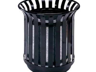 博新批发户外花篮形黑色烤漆垃圾桶  公园艺术垃圾桶