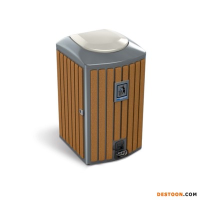 博新批发240升户外钢木环保脚踏垃圾桶 环保塑木户外垃圾桶