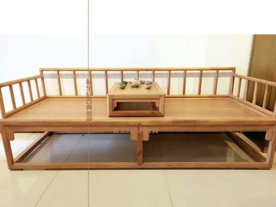 厂家批发老榆木罗汉床现代中式家具纯实木榻榻米原木沙发床禅意