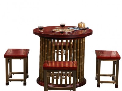 鸿升茶桌纯铜家具新中式实木纯铜茶桌茶几木饰面嵌铜条